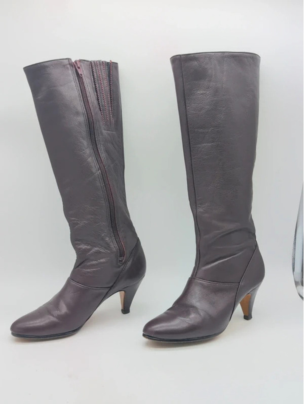 Vintage 80s Life Stride 6 Burgundy Leather Knee High Boots